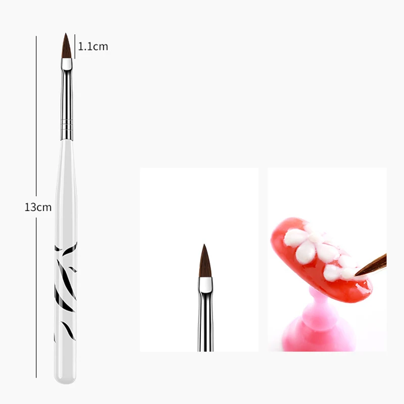 8 шт Зебра шаблон ручка с кистью для нанесения УФ геля дизайн ногтей кисточкой