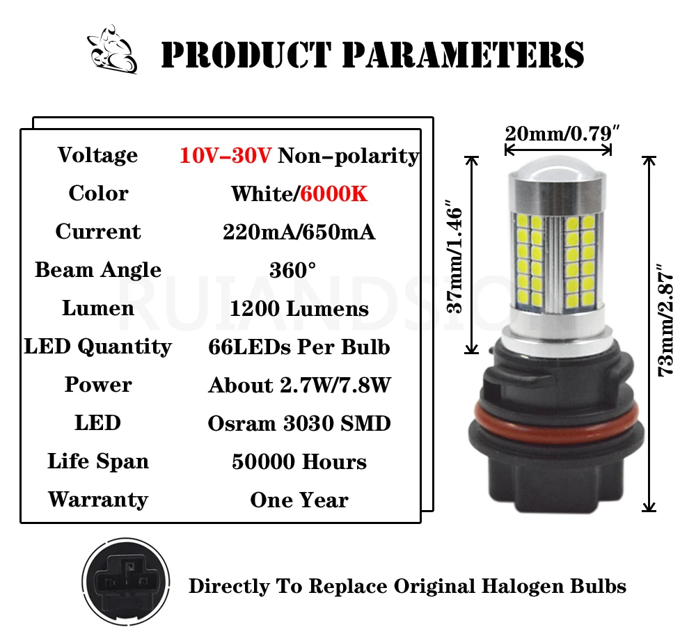1Pcs Motorcycle Headlight PH11 9014 10-30V 12V Motobike Bulb 3030SMD 66LED White High/Low Beam Dual Light For Honda DIO Suzuki |