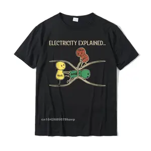 Electricity Explained Funny Ohm Volt Ampe Physics T-Shirt Tops Shirts New Arrival Family Cotton Men T Shirts Family