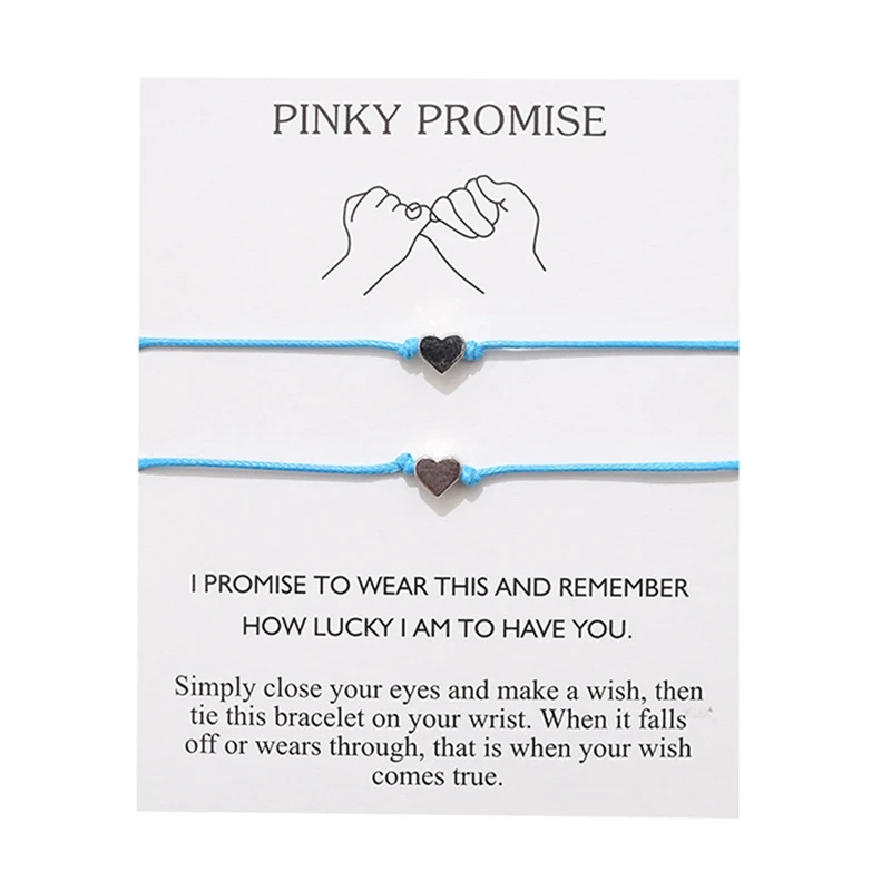 

Heart Adjustable Bracelets Couples Bracelet Gift Bracelets Matching Bracelets Pinky Swear Bracelets With Card
