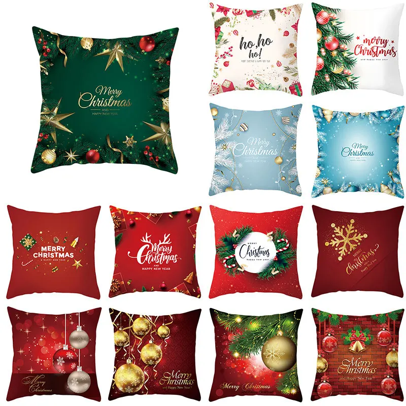 

45x45cm Santa Claus Christmas Pillowcase Merry Christmas Decor For Home Letter Print Ornament Xmas Navidad 2021 New Year 2022