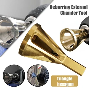 Инструмент для снятия заусенцев с внешней фаски с титановым покрытием, треугольныйшестигранный хвостовик 14 дюйма, инструменты для снятия заусенцев, используемые для электрических дрелей