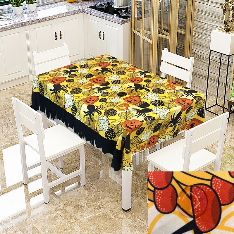 Скатерть на Хэллоуин Simanfei водостойкая маслостойкая с принтом обеденный стол