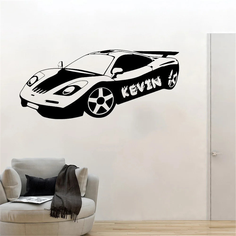 

Customized Name Car Stickers Home Decoration For Living Room Kids Room Sports car Wall Decal Vinyl Art Mural HJ413