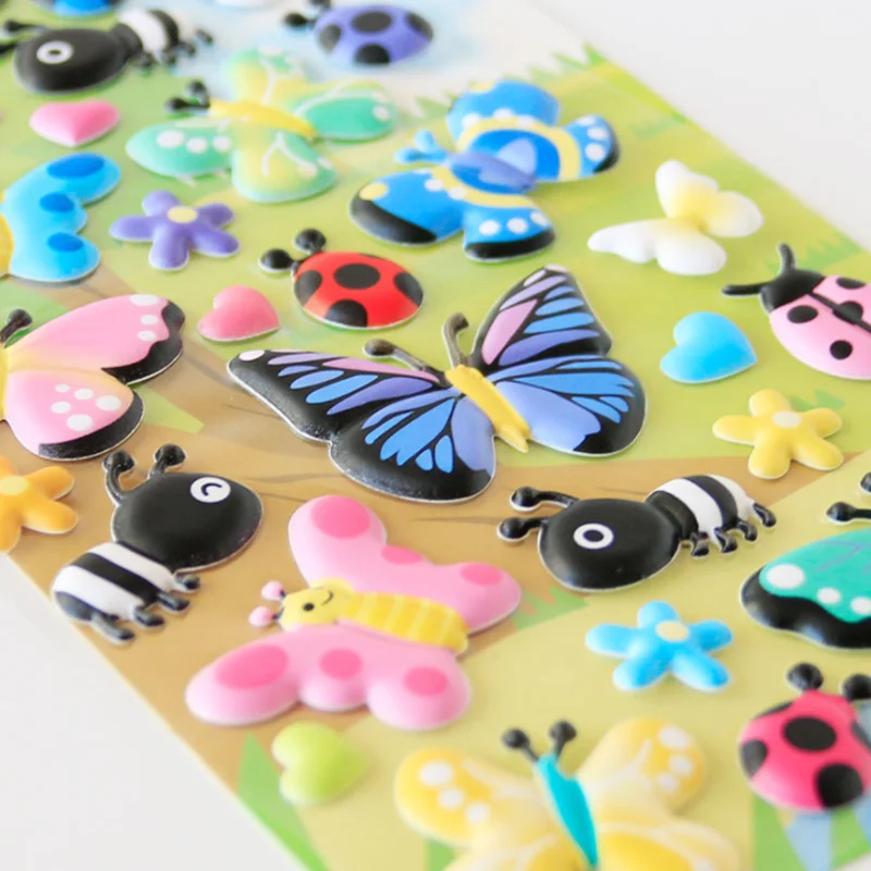 2pc butterfly insect bubble cartoon foam pvc decor diy scrapbook diary cell phone nail stick office school supplies stationery free global shipping