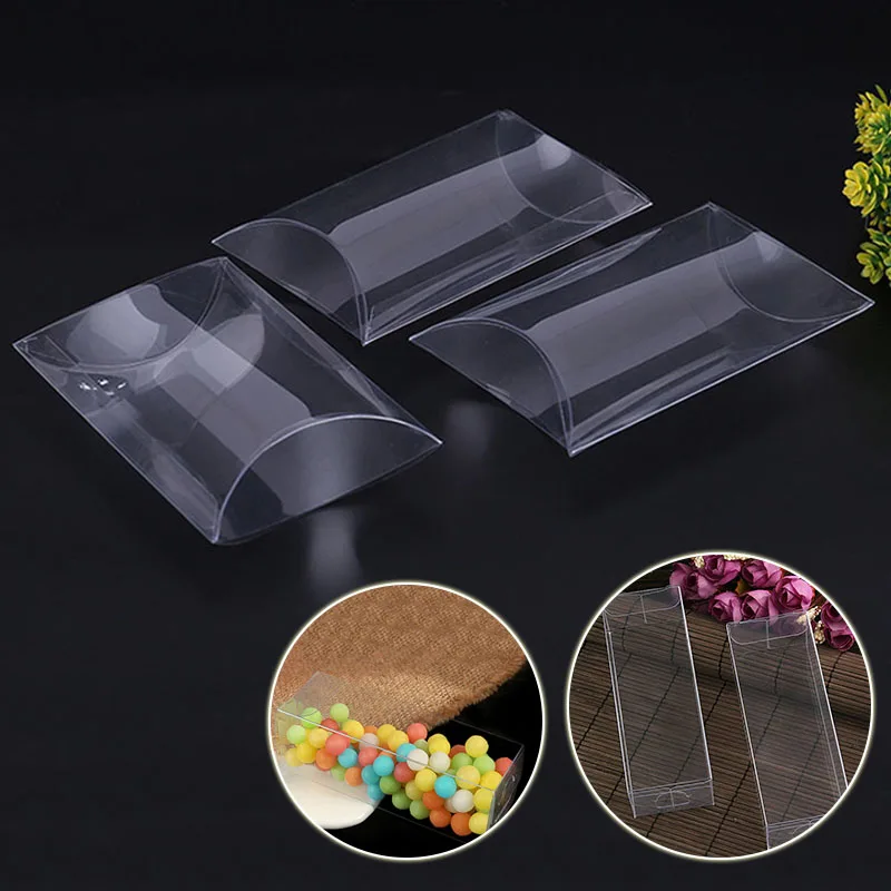 10 шт. Прозрачная ПВХ коробка для подушек Подарочная коробочка конфет на