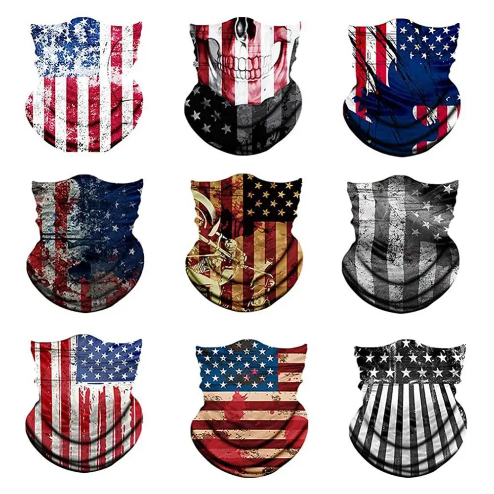 

9Pcs Men Women Outdoor Sports Cycling Triangle Bandana Head Face Neck Scarf Flag Design Anti Dust Neck Gaiter Face Cover Fishing