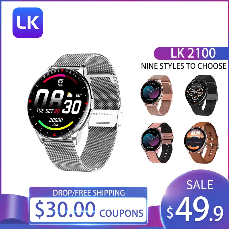 

Смарт-часы LAMAKOKI LK2100 для мужчин и женщин, водонепроницаемые умные часы с сенсорным экраном 2021 дюйма, IP68, для фитнеса, Android, 1,32