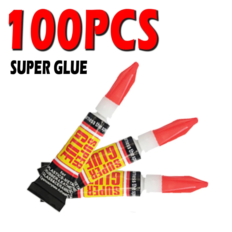 100pcs Liquid Super Glue Wood Rubber Metal Glass Cyanoacrylate Adhesive Stationery Store Nail Gel 502 Instant Strong Bond