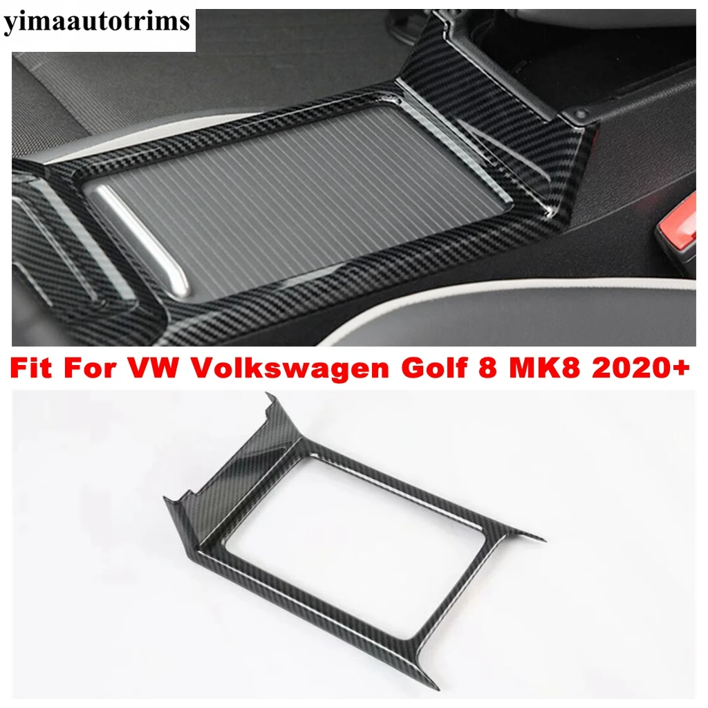

Для VW Volkswagen Golf 8 MK8 2020 2021 центральная консоль держатель стакана для воды панель рамка Крышка отделка углеродное волокно аксессуары для интер...