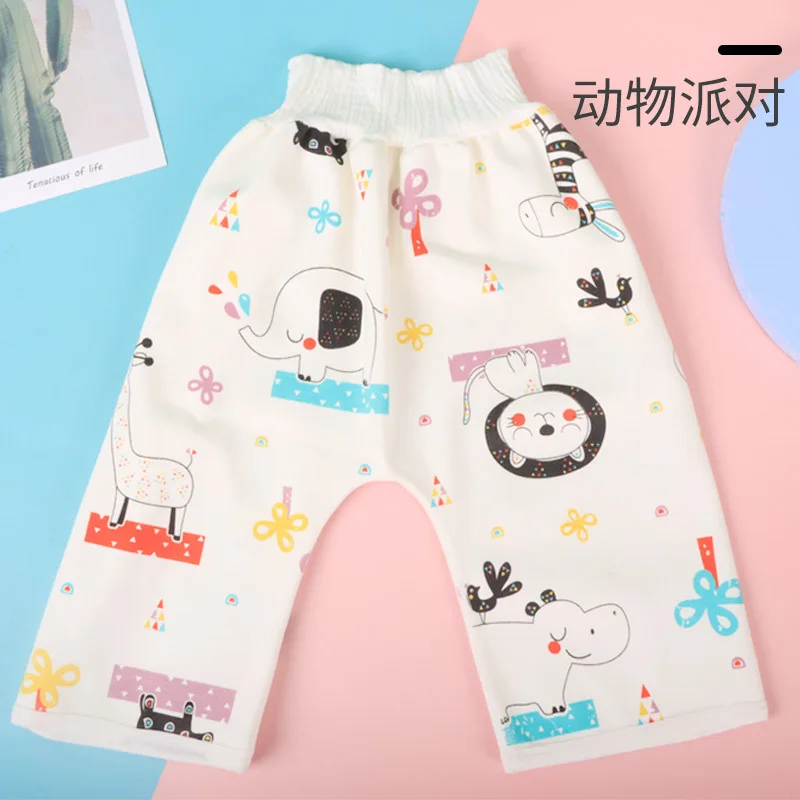 Pantalones impermeables para beb&eacute;, falda de algod&oacute;n con estampado de TPU, pantalones de entrenamiento para beb&eacute; de cintura alta, cubierta de estera el&aacute;stica a prueba de fugas, 0-9T-2