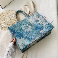 painting flower luxury brand large canvas tote 2021 summer trends womens designer handbag high capacity to handle shoulder bags