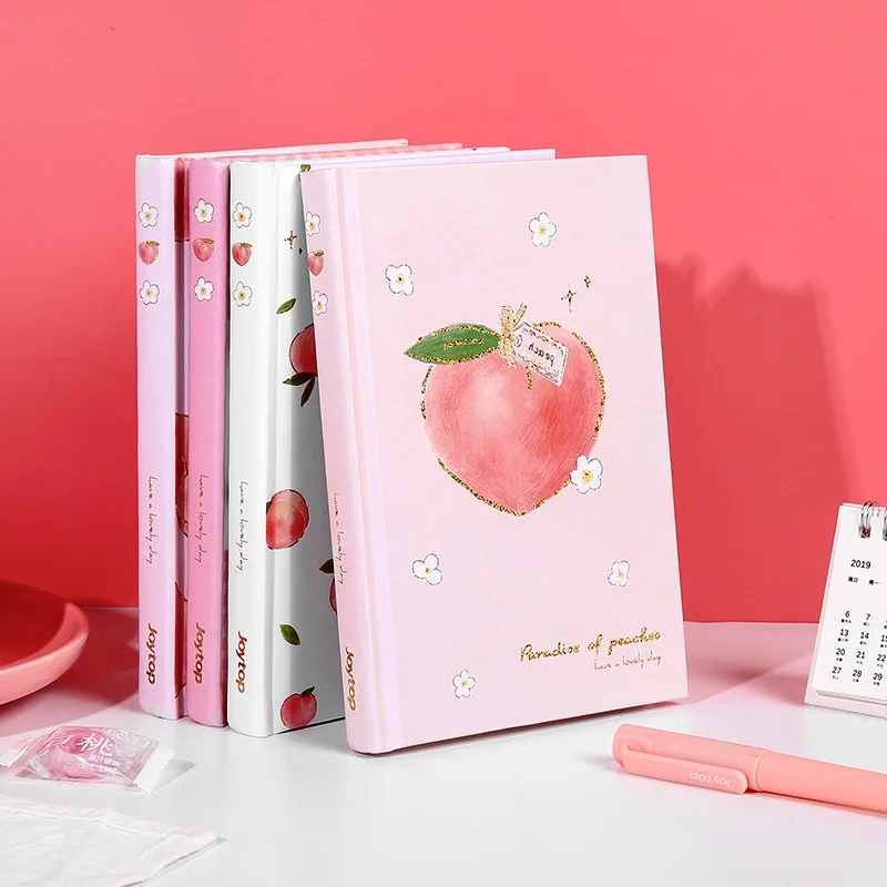 

"Peach Bunny Hardcover" Journal Diary Cute Notebook Girls Notepad Study Planner Memo