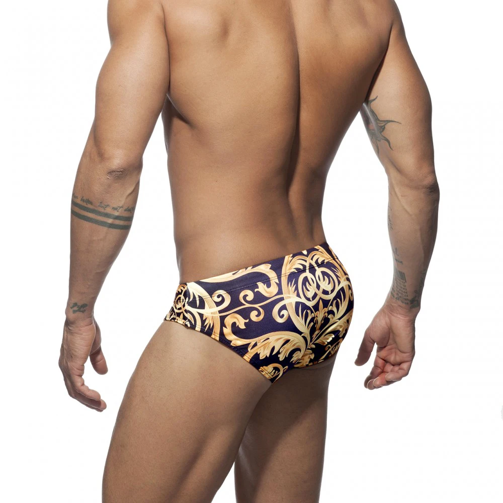 

2021 Push Pad Swimsuit Men Sexy Swimwear Swim Briefs Low Waist Bathing Suit Man Print Men's Quick Dry Beachwear Brave Person