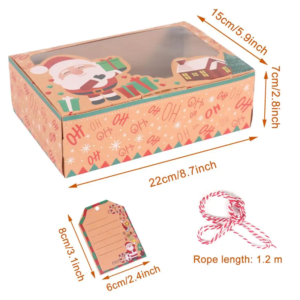 

HUIRAN 12/24pcs Christmas Candy Cookie Boxes Santa Claus Gifts Bags 2020 Merry Christmas Decoration Package Box Navidad New Year