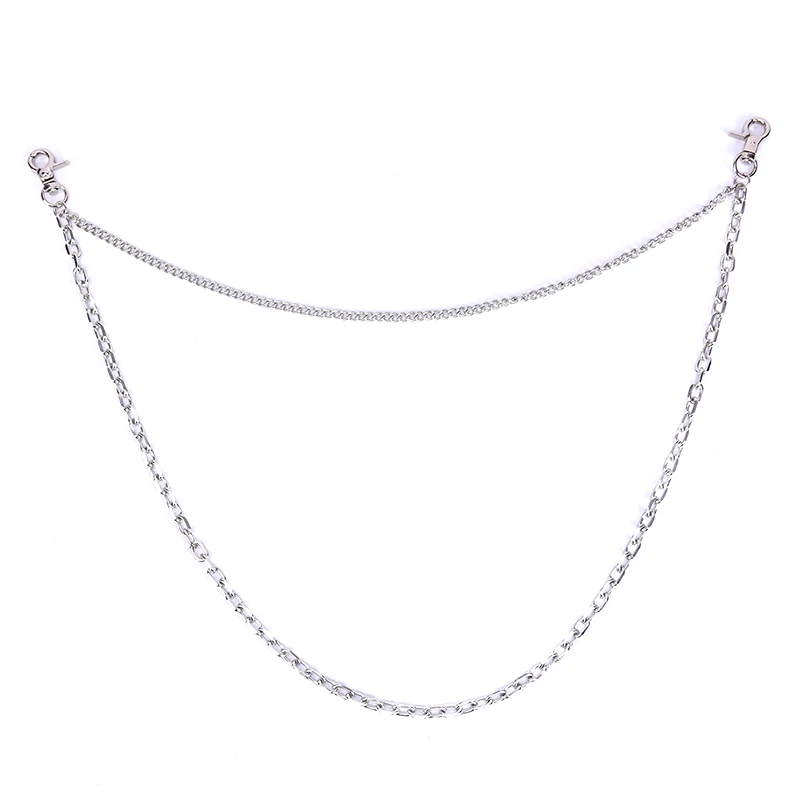 

Fashion New Double Layer Rock Punk Hook Trouser Pants Waist Link Belt Metal Chain Hip Hop Belts Chain For Clothes Accessories