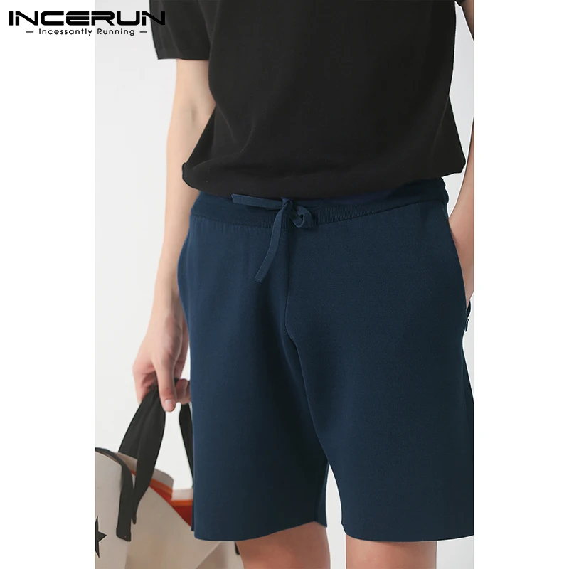 

Men Casual Shorts Summer Drawstring Loose Solid Color Streetwear Bottoms 2021 Joggers Breathable Leisure Men Shorts 5XL INCERUN