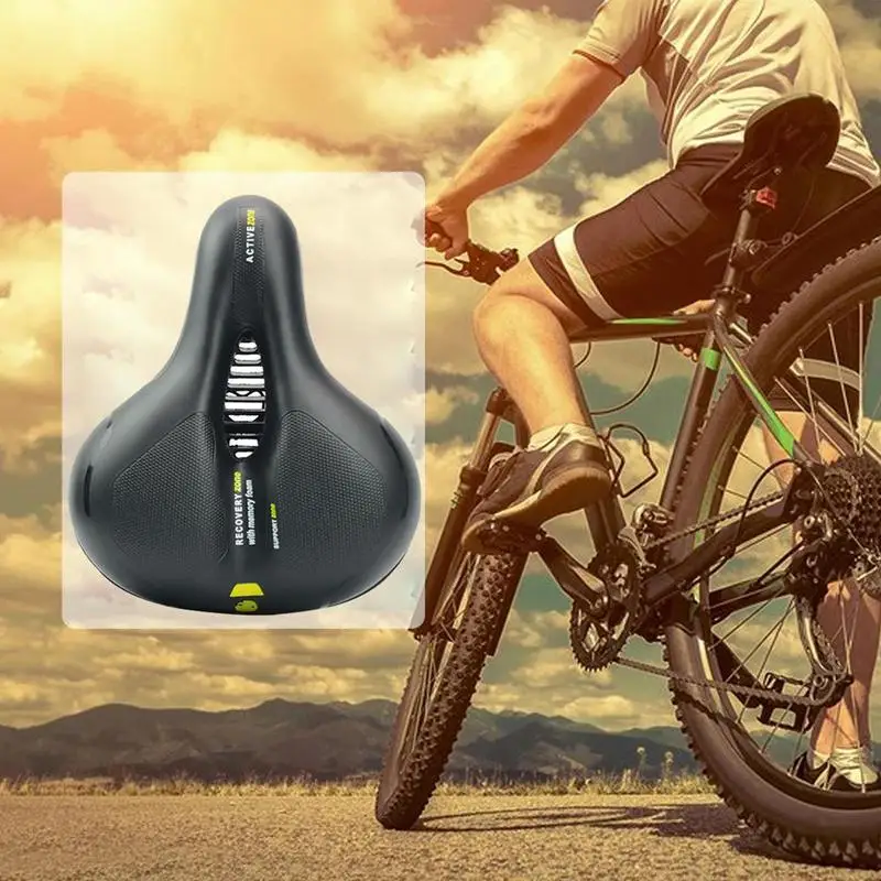 

Mountain Bike Seat Saddle Thickened And Widened Bicycle Seat Cushion With Reflective Riding Equipment Saddle Soft Thick Sponge