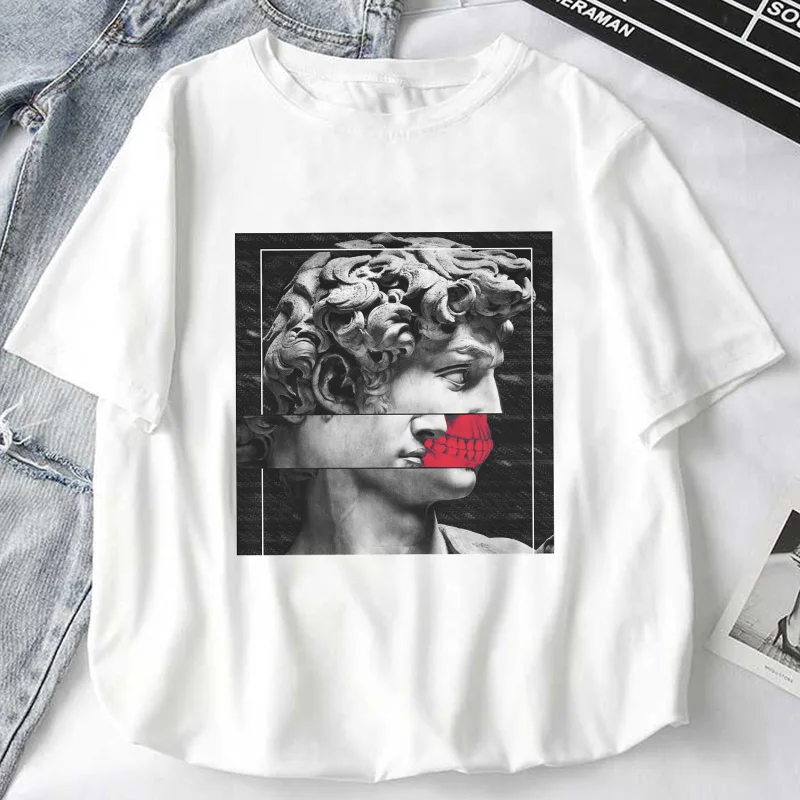

Women T-Shirts Mythology Story Medusa's Head Will Life Men Into A Stone Tops Female T-Shirt Funny Harajuku Woman Tshirt Clothes
