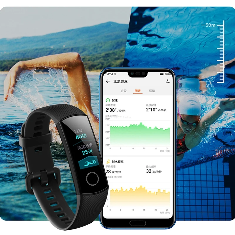 Смарт-браслет Huawei Honor Band 4 100% дюйма цветной сенсорный экран | Электроника