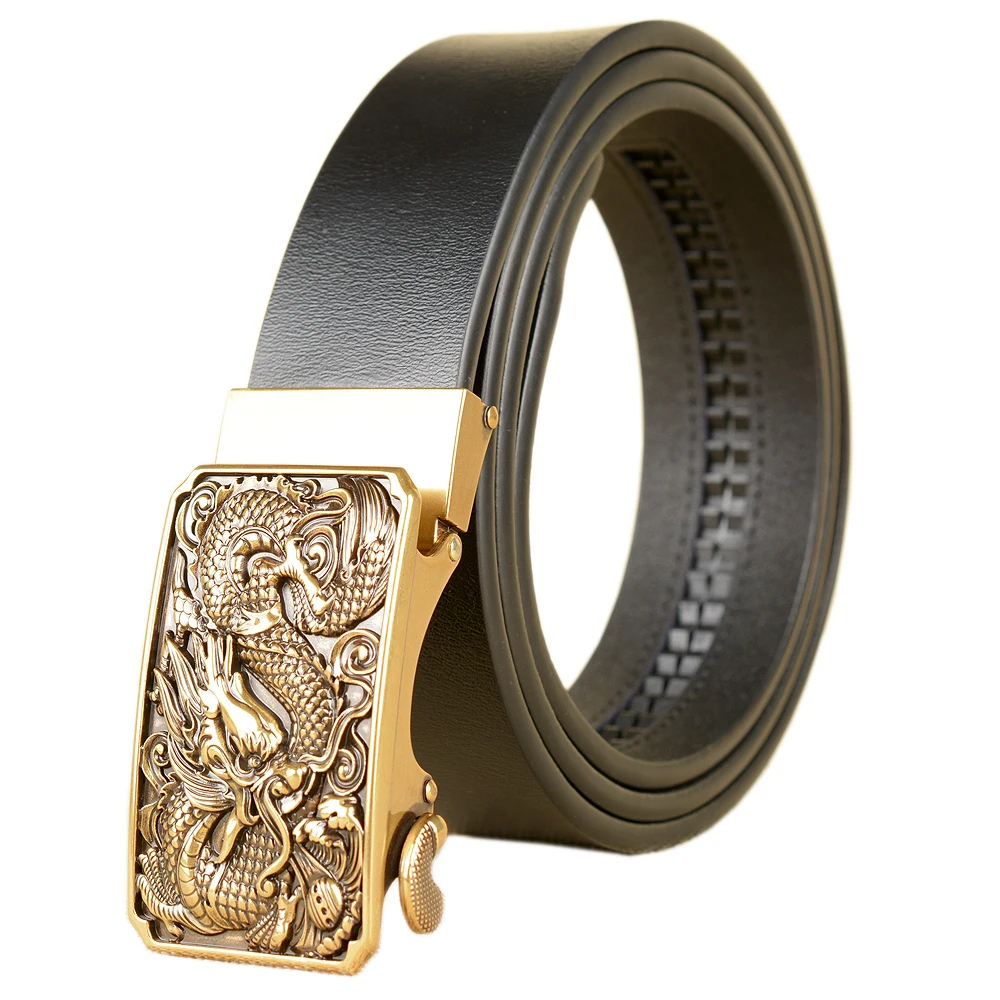 Мужской винтажный ремень с храповым механизмом из натуральной кожи