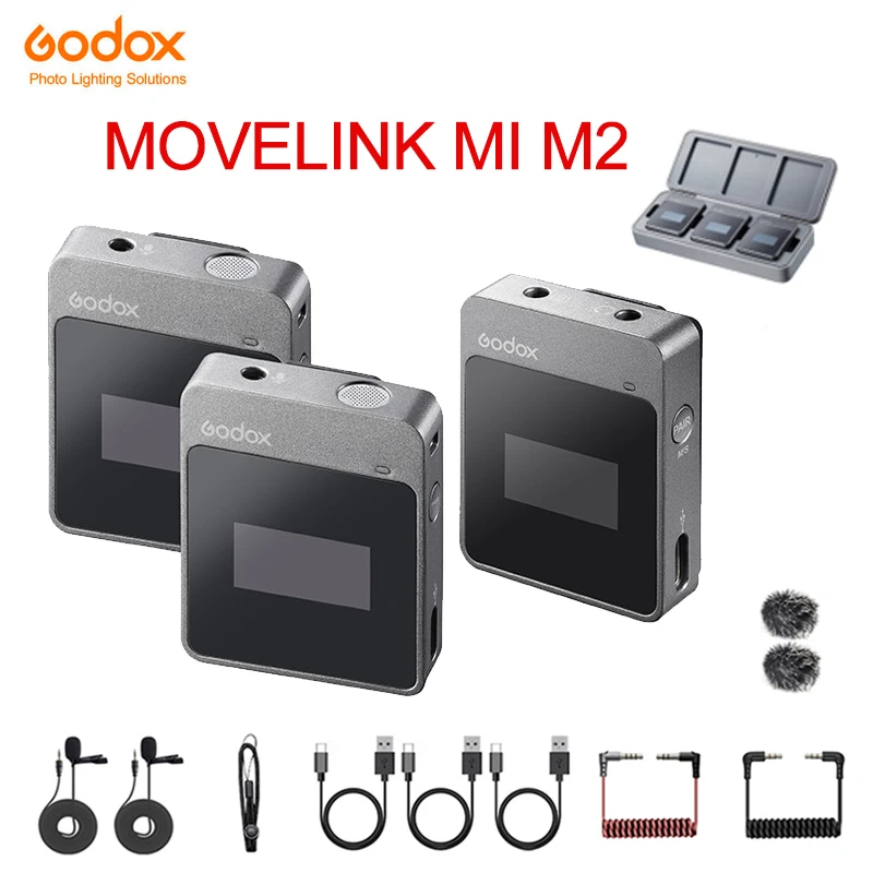 

Беспроводной петличный микрофон Godox MoveLink M1 M2, приемник-передатчик для телефона, цифровой зеркальной камеры, смартфона, 2,4 ГГц, беспроводной м...