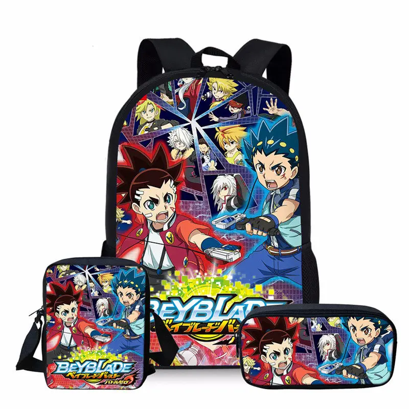 as pictures ThiKin 3 шт. Beyblade Burst школьные сумки набор для Дети Мальчики Школа Рюкзаки на плечо рюкзак Детский рюкзак ранец - Цвет: as pictures