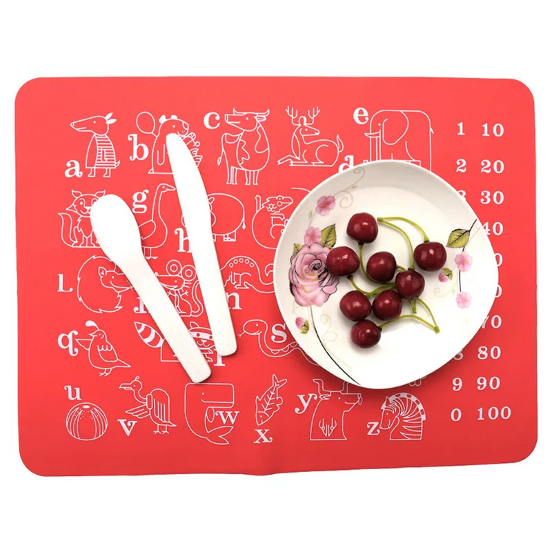 

Cartoon Animal Silicone Coasters Table Mat Rectangle Placemat Waterproof Heat Resistance Non Slip Tablemats