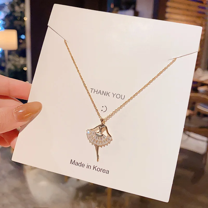 

SNCSDK temperament All-match ballet girl clavicle chain high-end zircon titanium steel Women's necklace fairy fashion jewelry