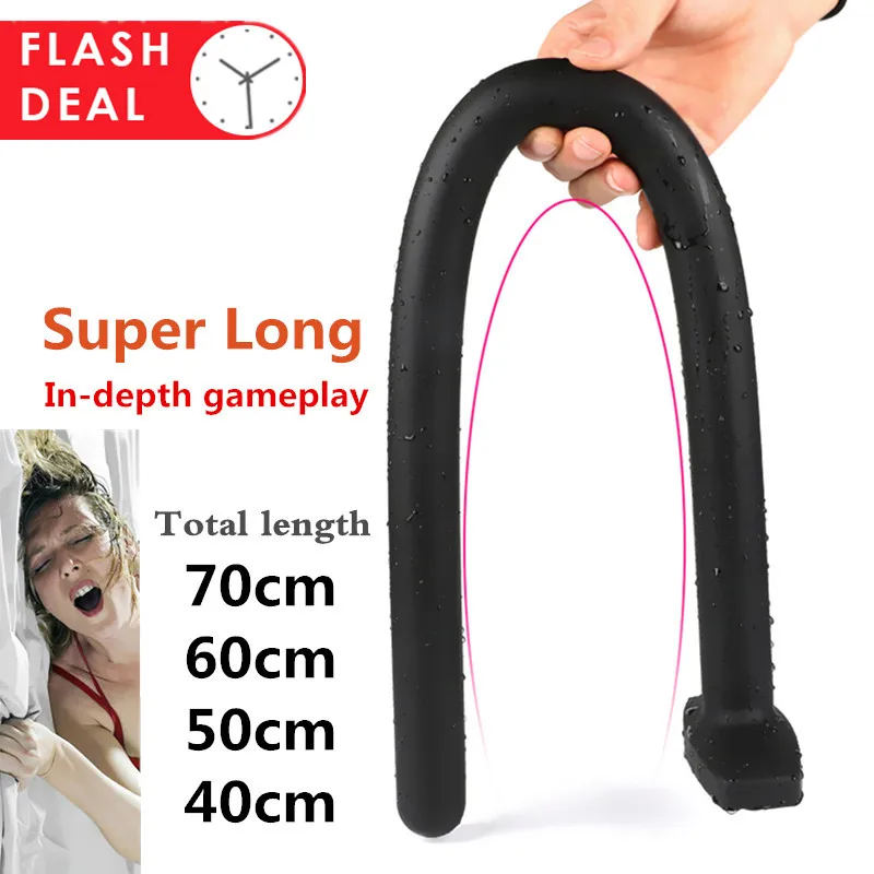 70 см супер длинные силиконовый Дилдо Вибратор Анальная пробка для массажа