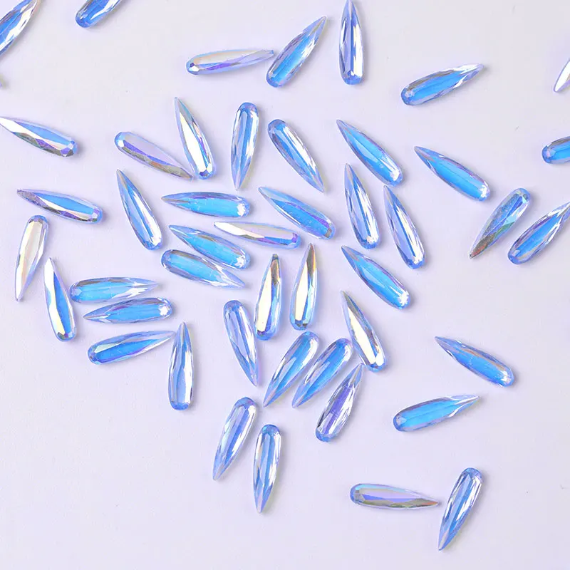 

10 pieces AB nail crystal Rhinestone gems long water drop charms 3D stones Rhinestone Nail Art decorations manicure accessories