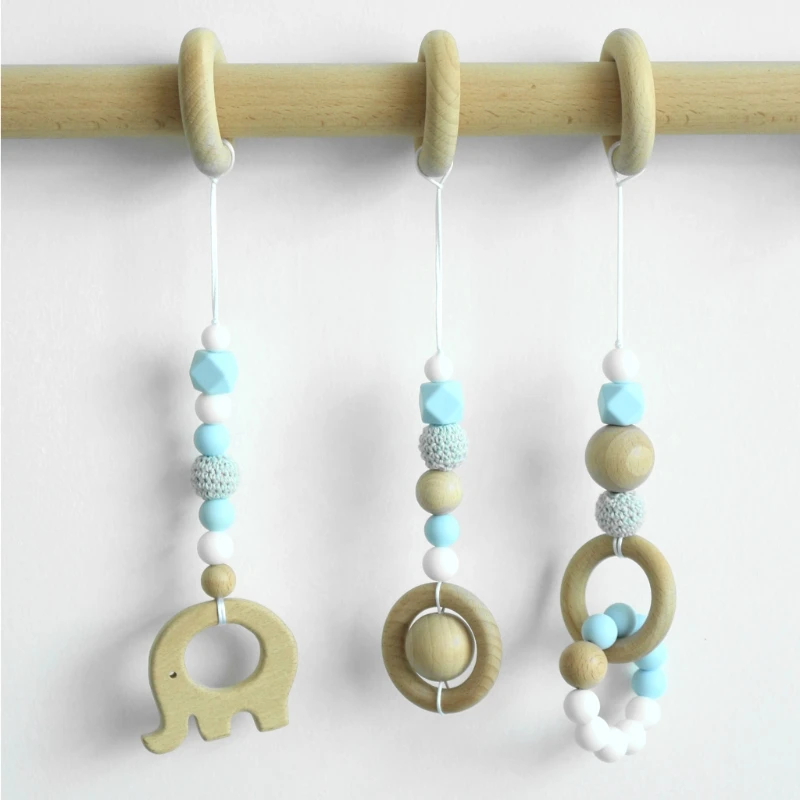 

Animals Wooden Pendant Baby Play Gym BPA Free Food Grade Wooden Teether Toys