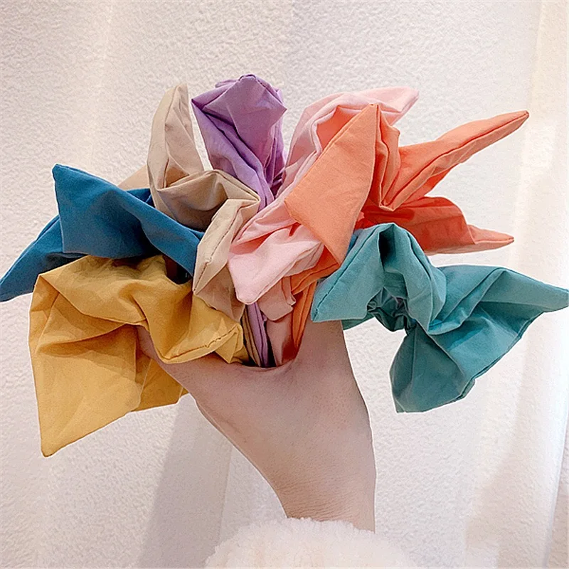 

Fashion Cloth Scrunchies Solid Color Rubber bands For Women Girls Square Horns Elastic Hair Ropes Ponytail Hold Hair Accessories
