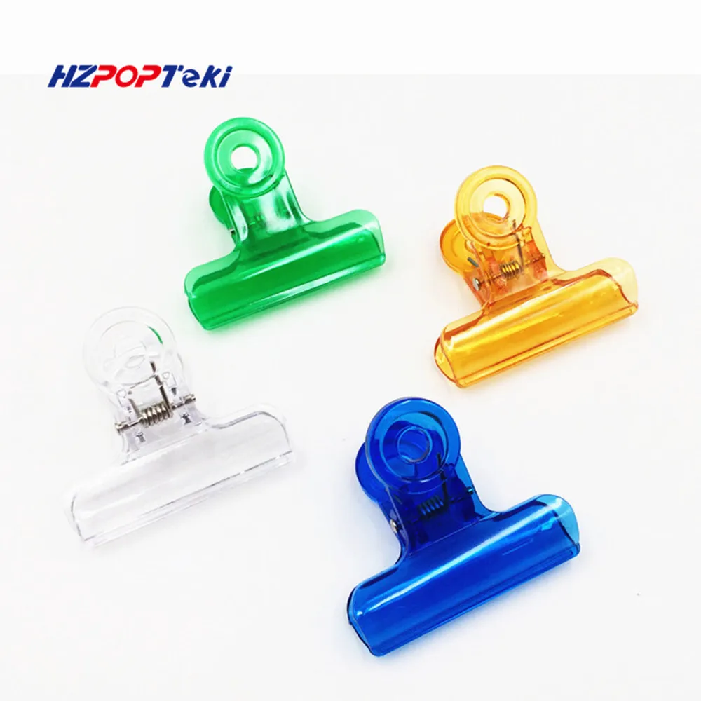 High Quality Round Bill Paper Card Plastic Clip Holder Note Folder Office Documents Clamp Use 4 Colors 50pcs