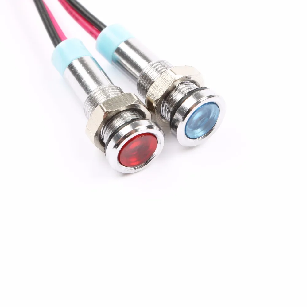6 мм светодиодный металлическая сигнальная лампочка Водонепроницаемый лампа в 12
