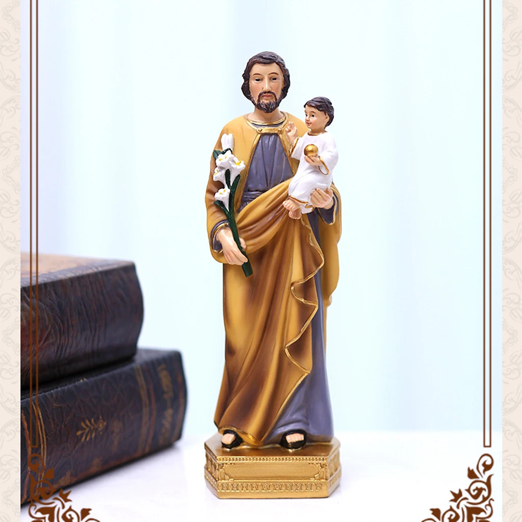 

Статуи Иисуса святого Иосифа и ребенка 8 дюймов, настольная подставка, религиозное поклонение, статуэтка, Декор для дома