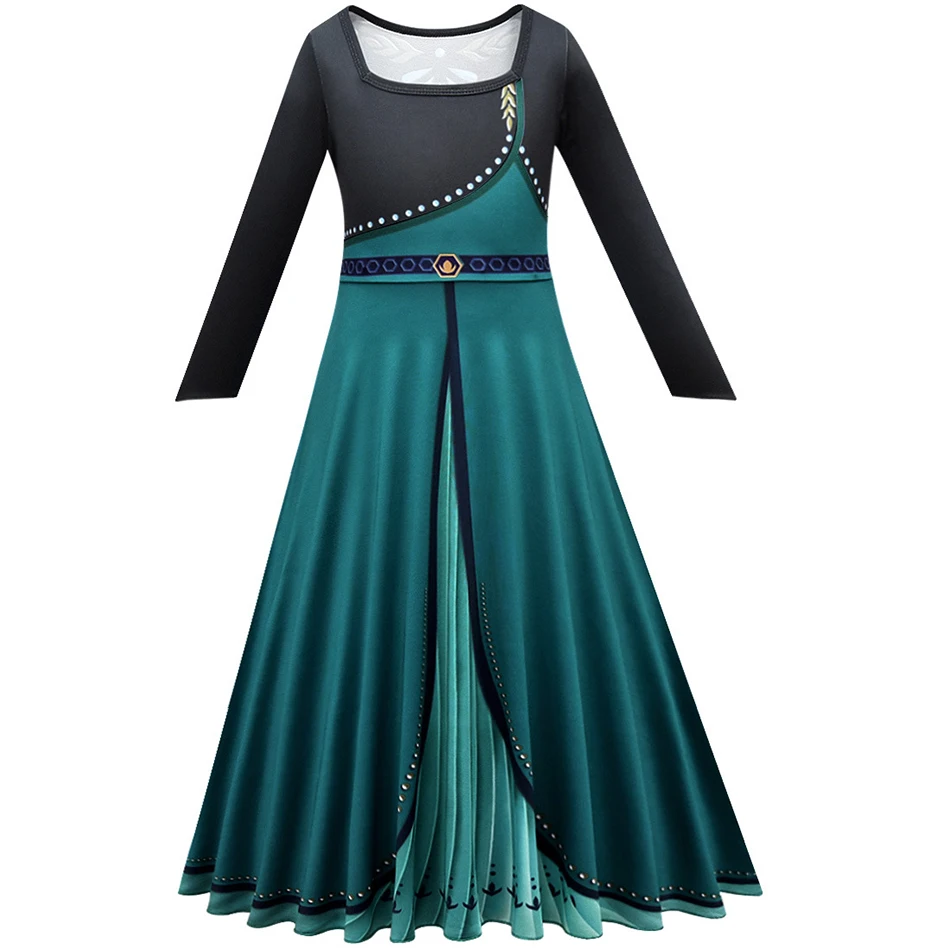 Темно-зеленое платье принцессы королевы Анны с накидкой Комплект одежды для