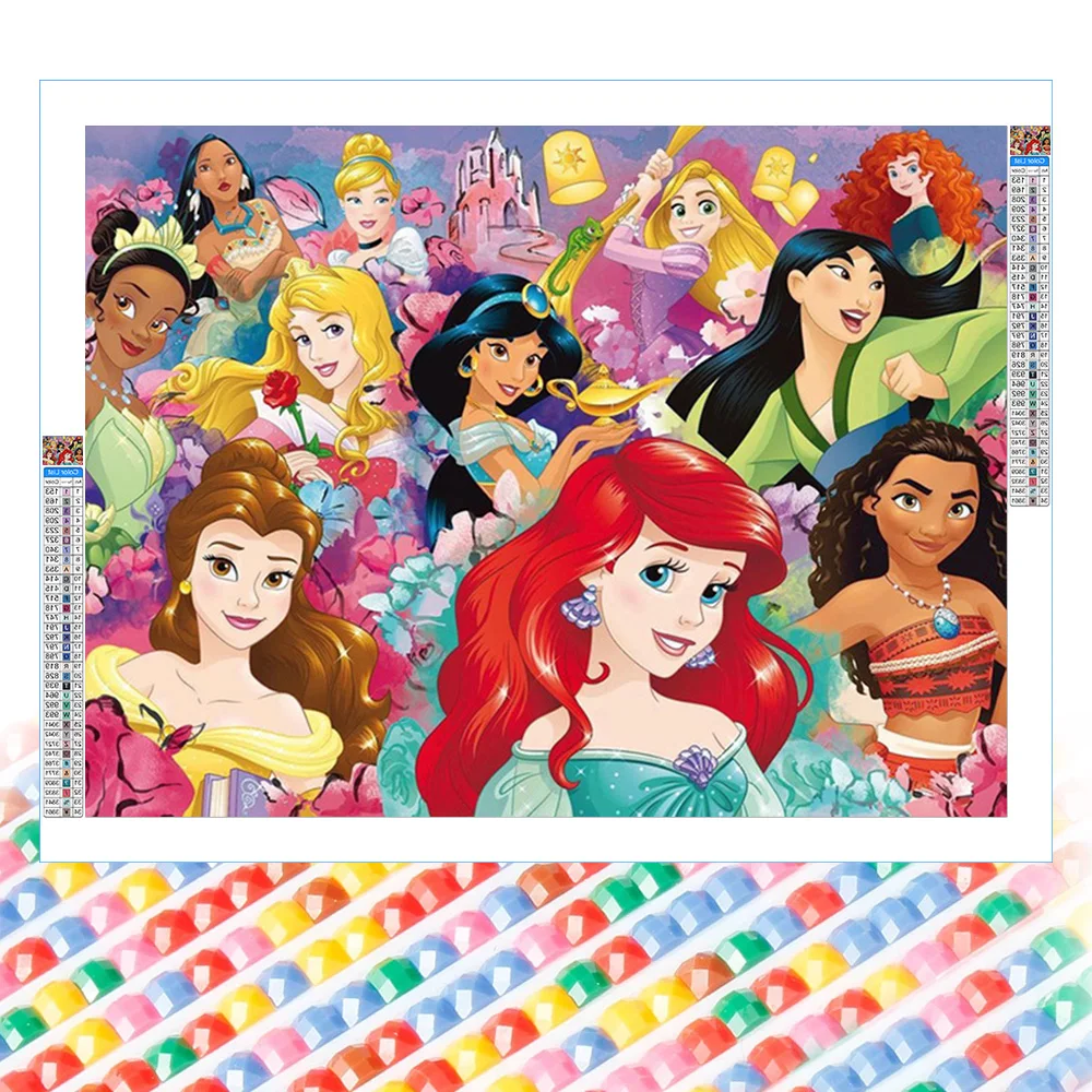

Картины для алмазной вышивки «сделай сам», квадратные/круглые Диснеевские принцессы, домашний декор, мозаика, вышивка крестиком, набор для ...