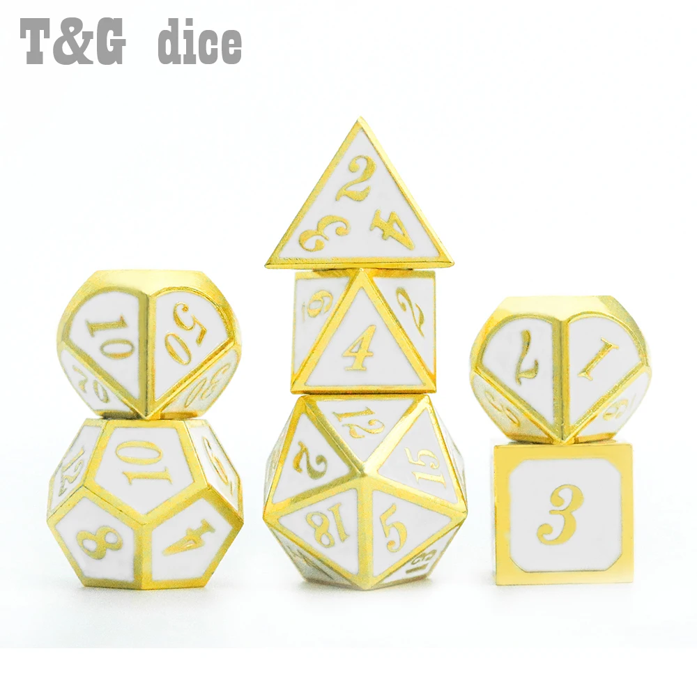 7 шт./компл. набор металлических игральных костей 26 стилей + 1 шт. сумка D4 D6 D8 D10 D12 D20