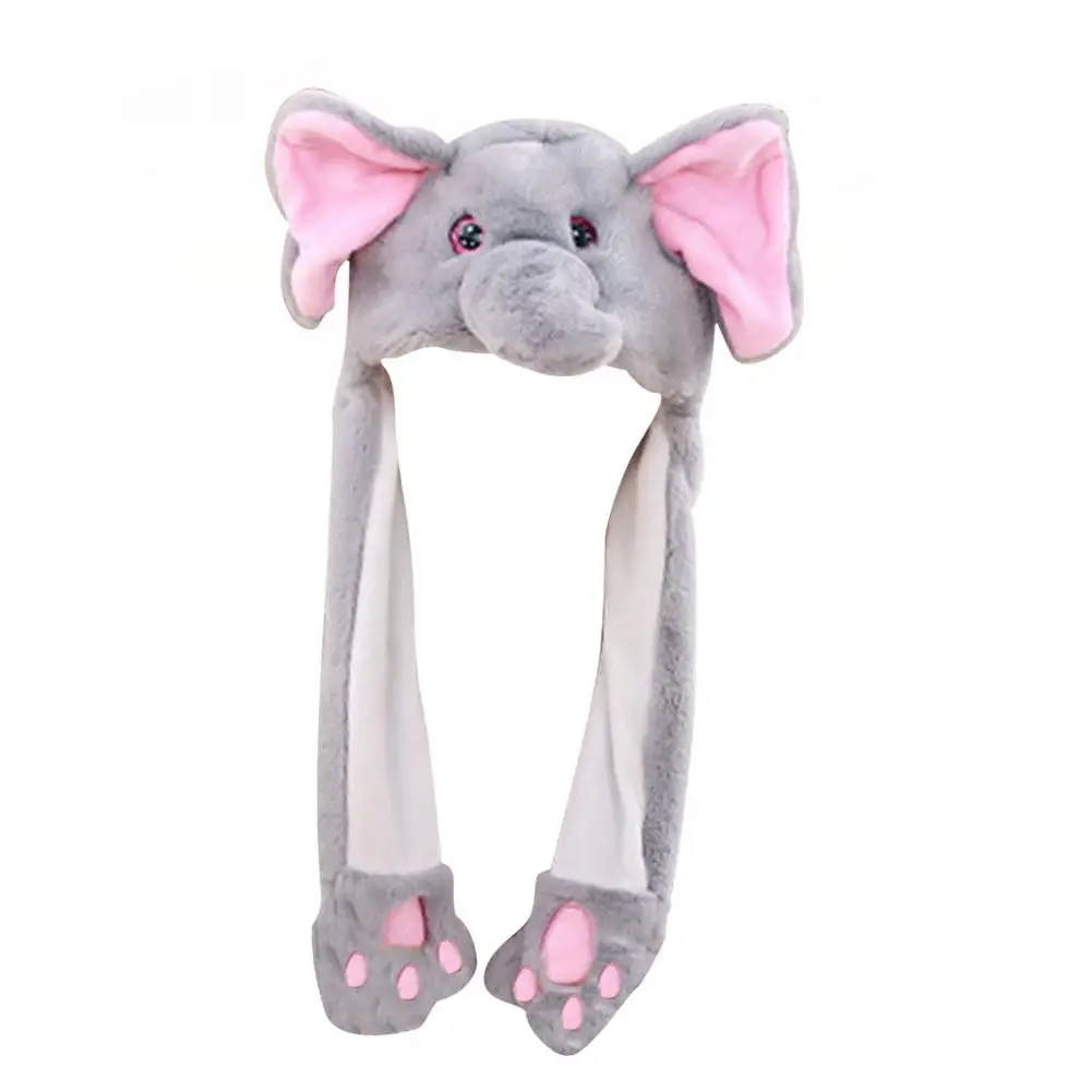 

Pinch Elephant Moving Ear Hat Airbag Cap PP CottonHat With Luminous Music Cute Girls Plush Ears Head Warmer Photo Supplies