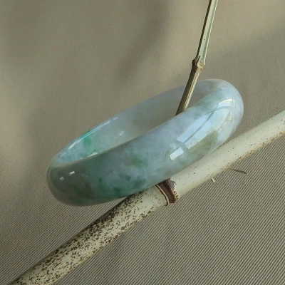 

Zheru Jewelry Natural Burmese Jadeite Light Blue Flower 54-62mm Bracelet Elegant Princess Jewelry Best Gift