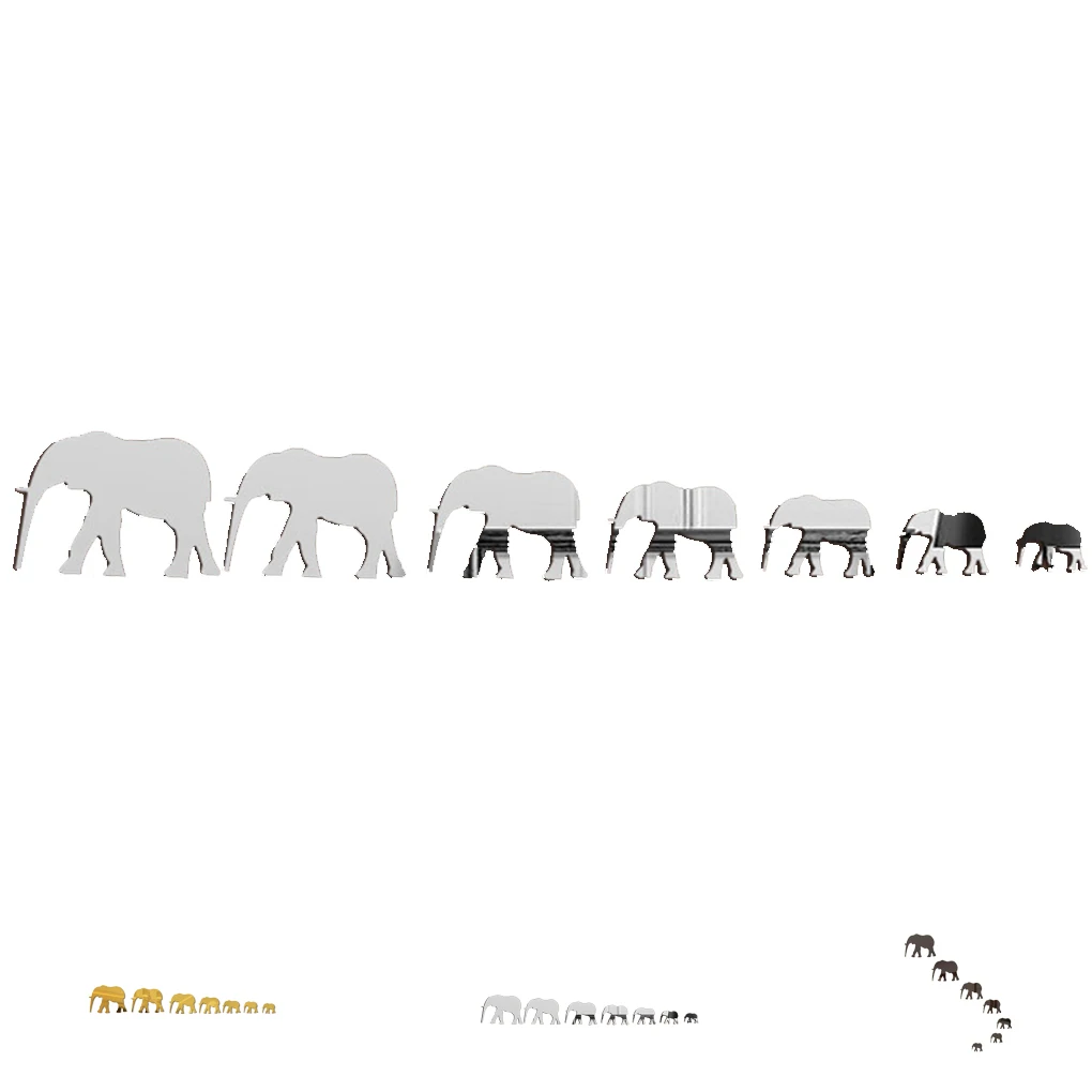 7pcs/Set Elephant 3D Mirror Wall Sticker DIY Self-Adhesive Acrylic Animal Mirror Art Decals Removable Home Decoration Wallpaper