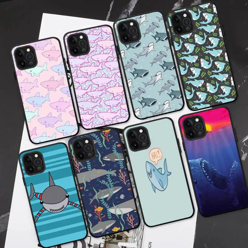 

shark cartoon horror animal Phone Case For iPhone 13 11 8 7 6 6S Plus X XS MAX 5 5S SE 2020 XR 11 pro DIY Funda
