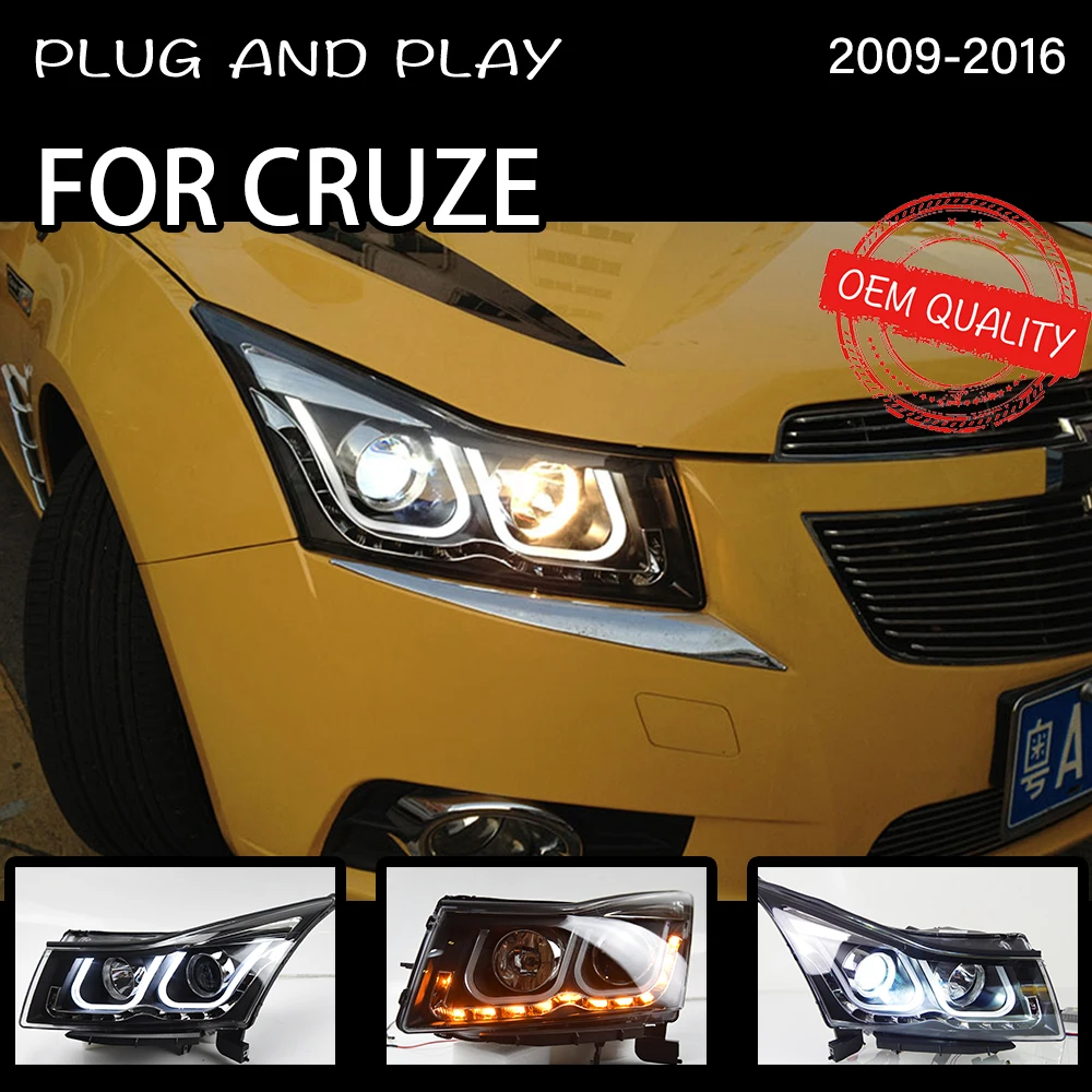 

Фара AKD для Cruze, светодиодный ная фара 2009-2016, фары Cruze DRL, сигнал поворота, фара дальнего света, линза проектора Angel Eye