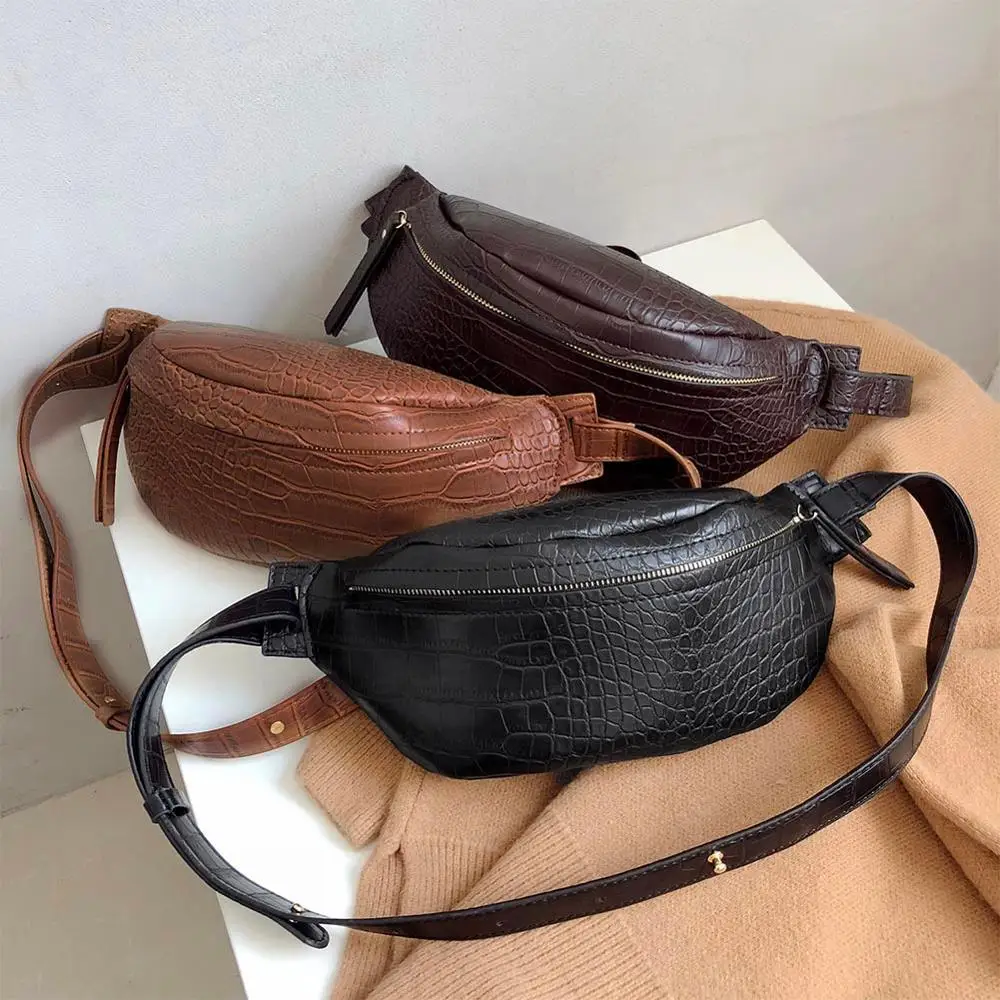 Сумка хобо крокодиловая женская Спортивная поясная сумочка на плечо кожаная