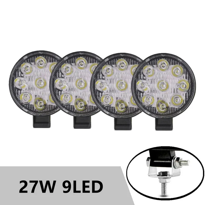 

2pcs 27W LED Work Light 4 Inch Light Bar 12V /12-80V IP68 SPOT beam For 4x4 OFF ROAD Fog light ATV TRUCK BOAT UTV SPOTLIGHT