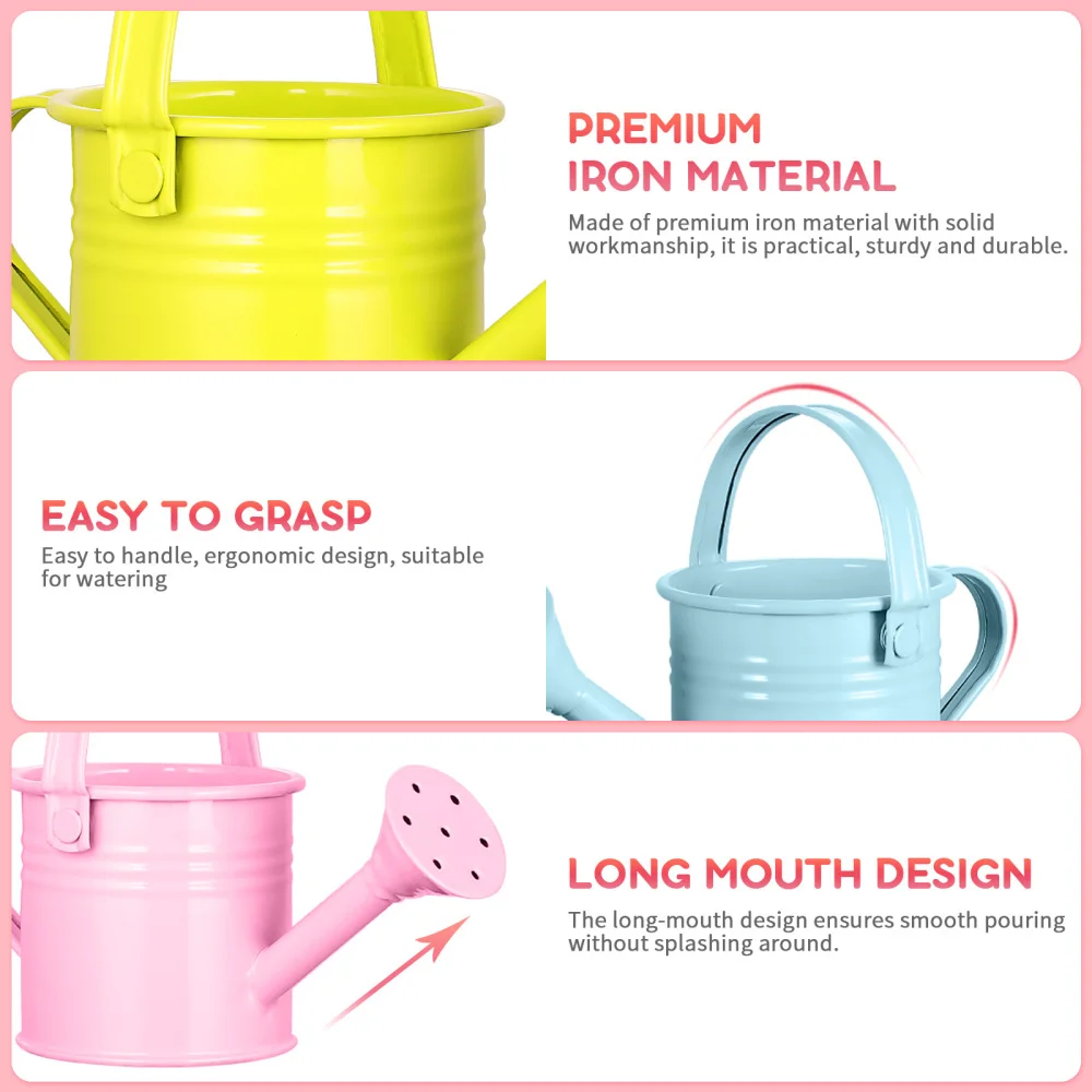 

Yardwe 5pcs Gardening Cans Iron Watering Pots Children Watering Kettle for Greenhouse Home