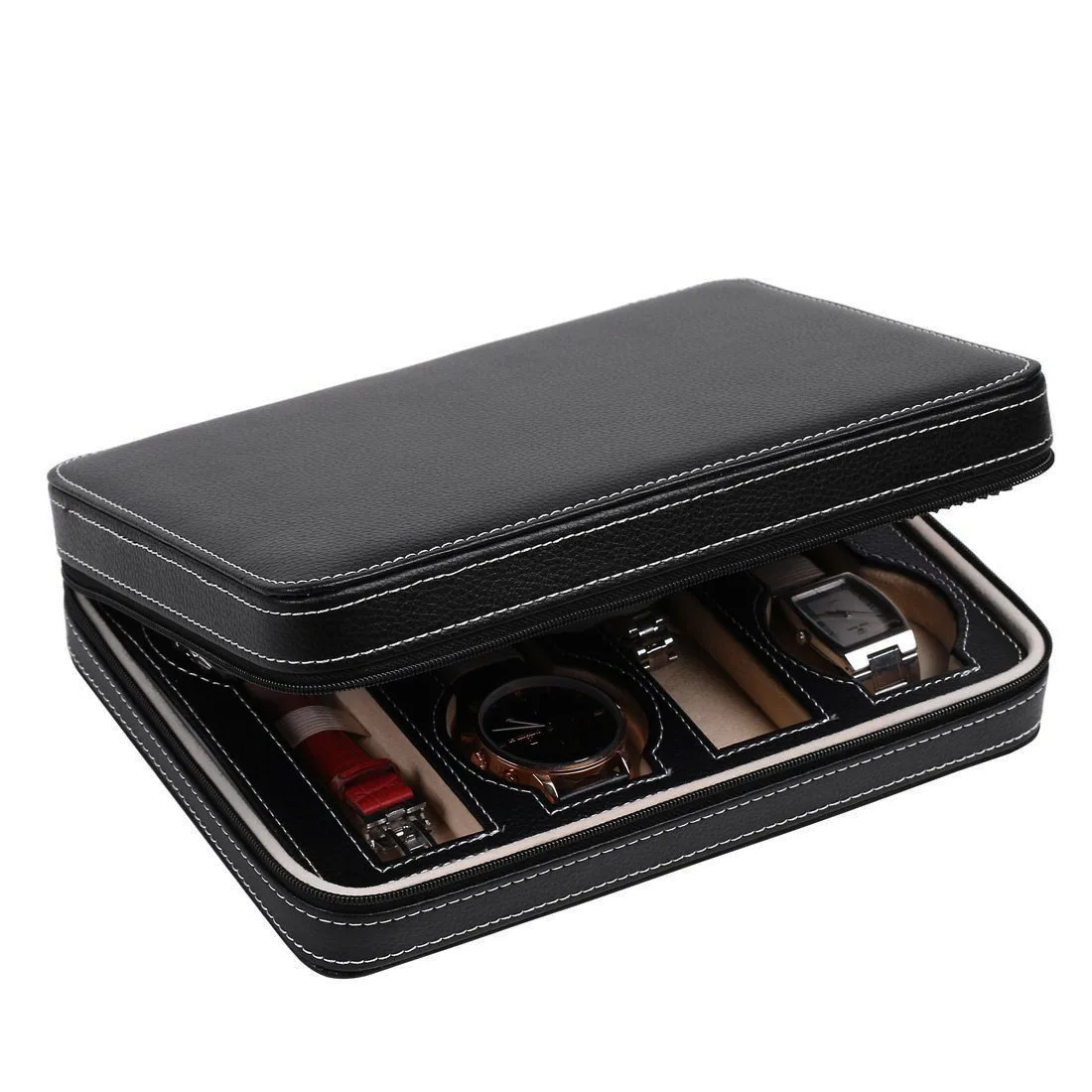

Portable 8-Slot Watch Box Travel Case Display Roll Storage Organizer 24.5 x 18 x 5.5cm TB Sale