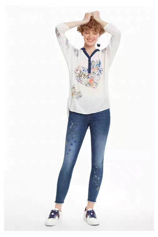 Испанский ветер туалеты блуза с принтом в виде сердец и стиль desigua | Женская