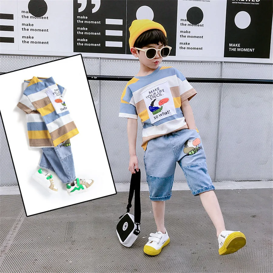 Детская одежда 2020 Лето Одежда для мальчиков подростков комплект одежды девочек
